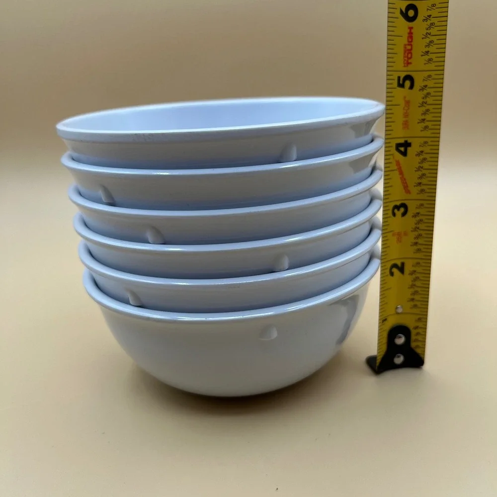 Set of 6 White Melamine Stackable nappie bowls